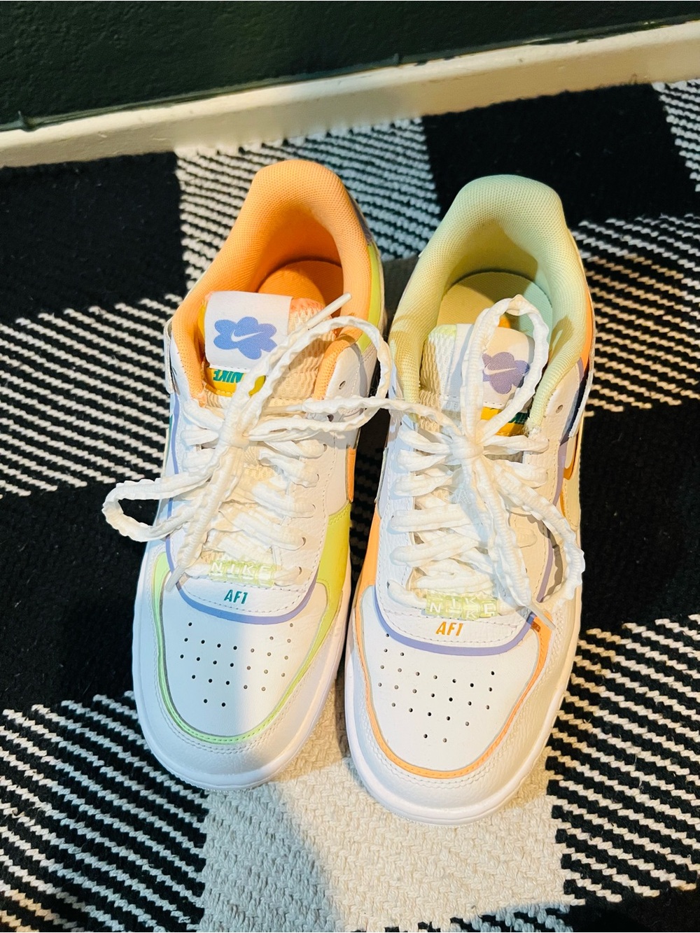 Womens White Multicolor Athletic Sneakers - AF1 Style